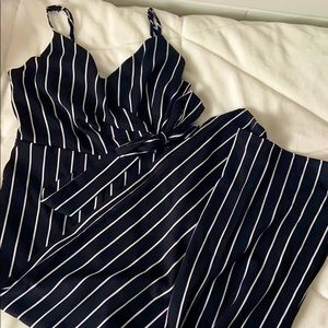 striped full length romper
